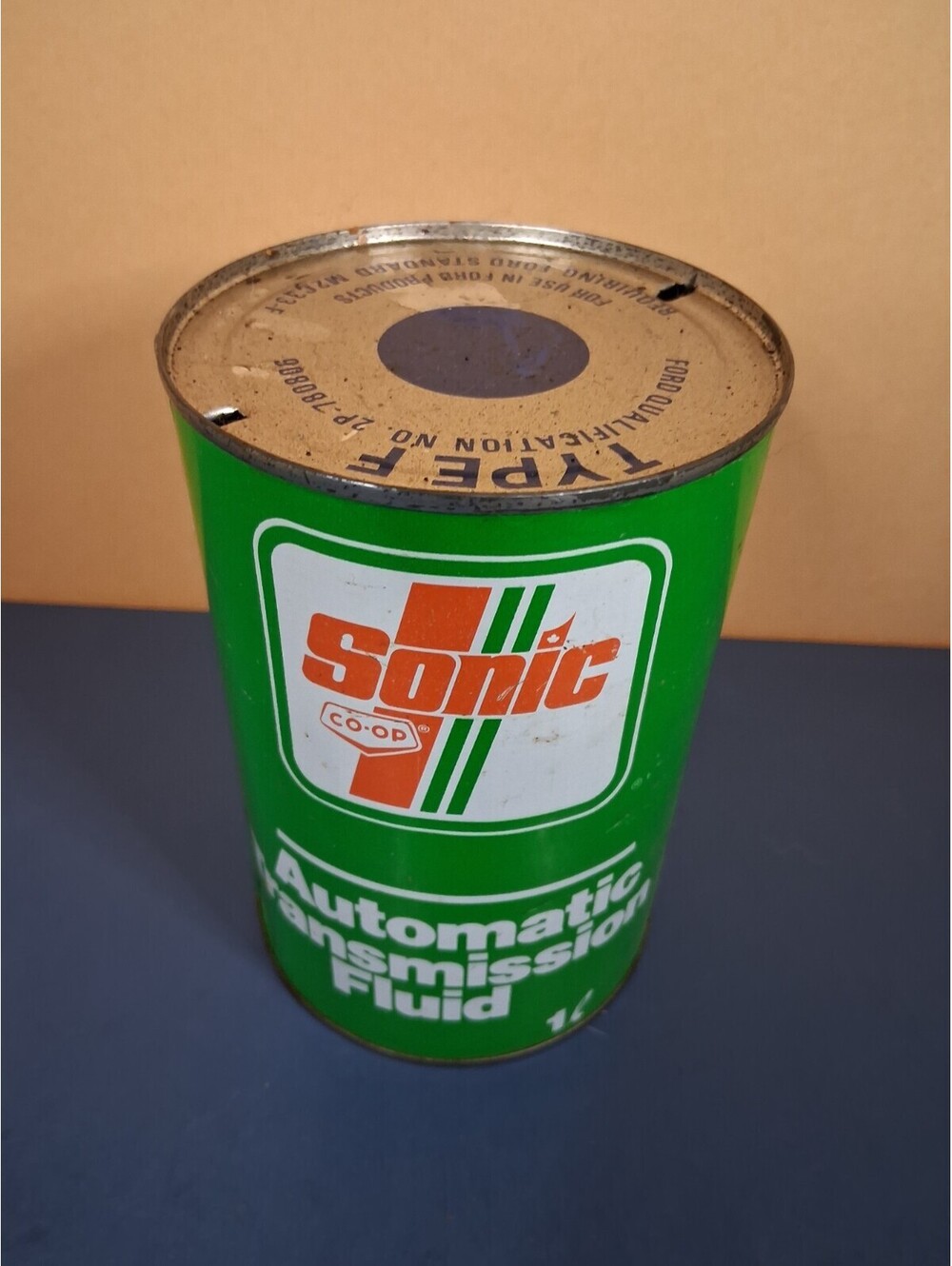 Vintage "OIL CAN"  SONIC CO-OP AUTOMATIC TRANSMISSION FLUID Can 1 L